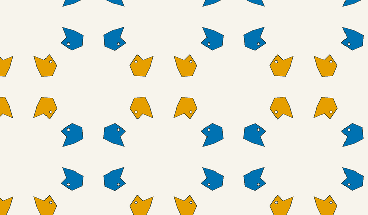 Static perfect 2-colouring for group g129: asymmetric motifs carry phase colours for Conway type *442/*2222.