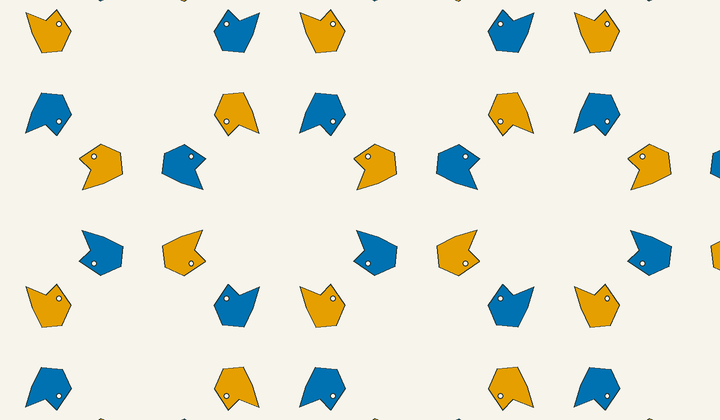 Static perfect 2-colouring for group g131: asymmetric motifs carry phase colours for Conway type *442/442.