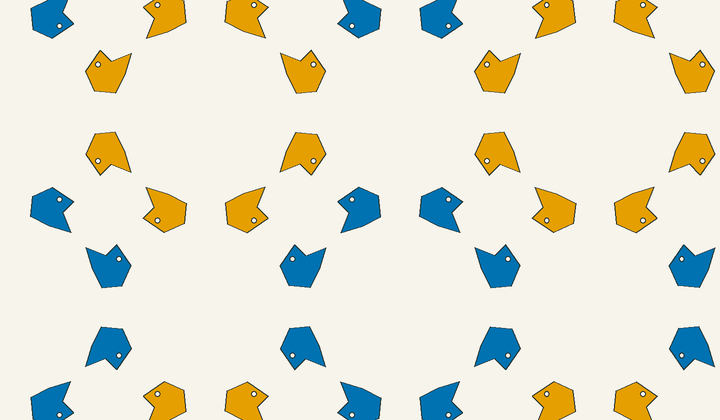 Static perfect 2-colouring for group g136: asymmetric motifs carry phase colours for Conway type *442/*442.