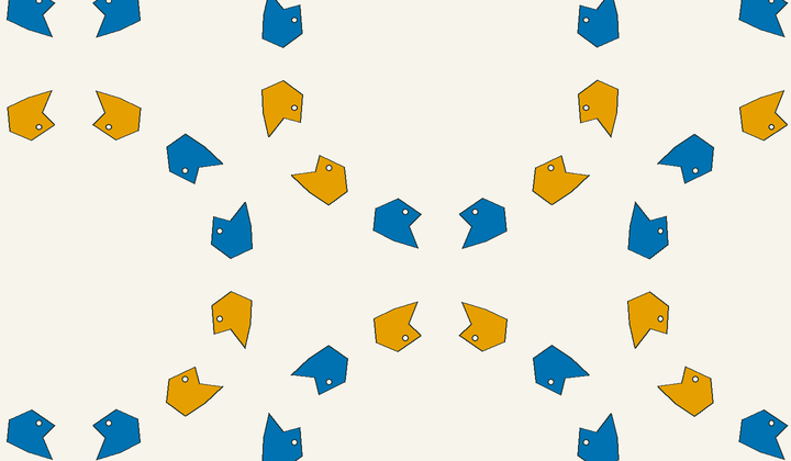 Static perfect 2-colouring for group g269: asymmetric motifs carry phase colours for Conway type *632/3*3.