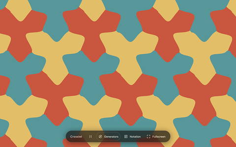 Crosslet: three colours in large plus-shaped pieces on a triangular lattice.