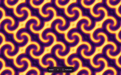 Ember viewer: a warm-palette Ginzburg–Landau spiral field filling the frame.