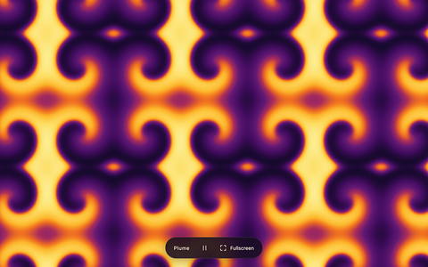 Plume viewer: a rotating four-fold plume of concentration in the ember palette.