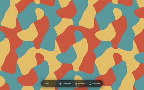 Trefoil: three colours arranged with sixfold structure and drawn generator marks.