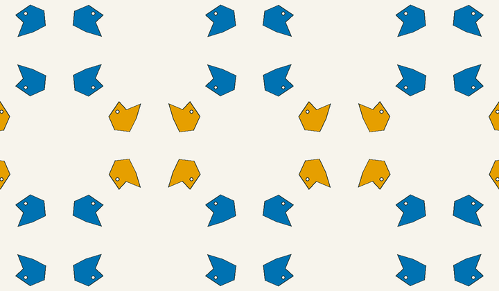 Static perfect 2-colouring for group g129: asymmetric motifs carry phase colours for Conway type *442/*2222.