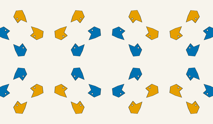 Static perfect 2-colouring for group g136: asymmetric motifs carry phase colours for Conway type *442/*442.