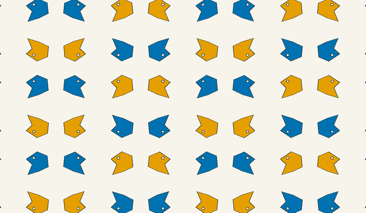 Static perfect 2-colouring for group g65: asymmetric motifs carry phase colours for Conway type *2222/22*.