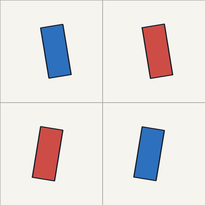 Bars realizing the same centered-lattice half-period translation