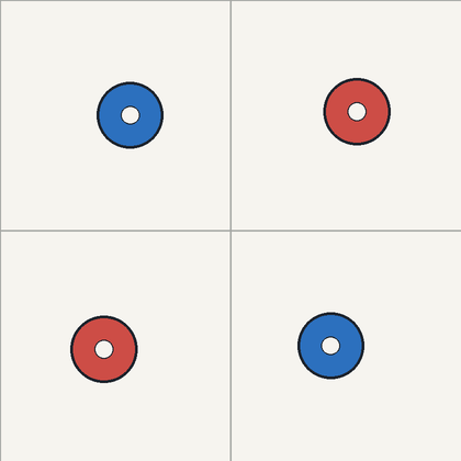 Discs realizing the same centered-lattice half-period translation