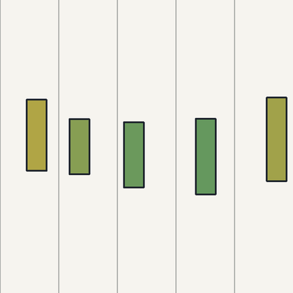 Bars realizing the same order-five translation–phase graph action