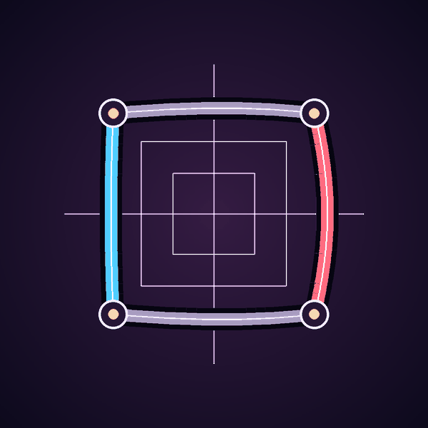 Deformable square motif realizing a dihedral D4 spacetime action
