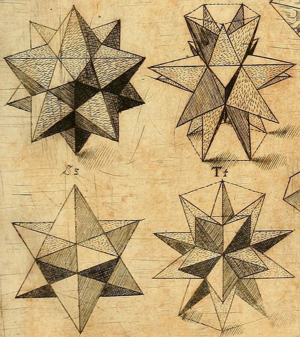 Kepler's engraving of the two stellated dodecahedra