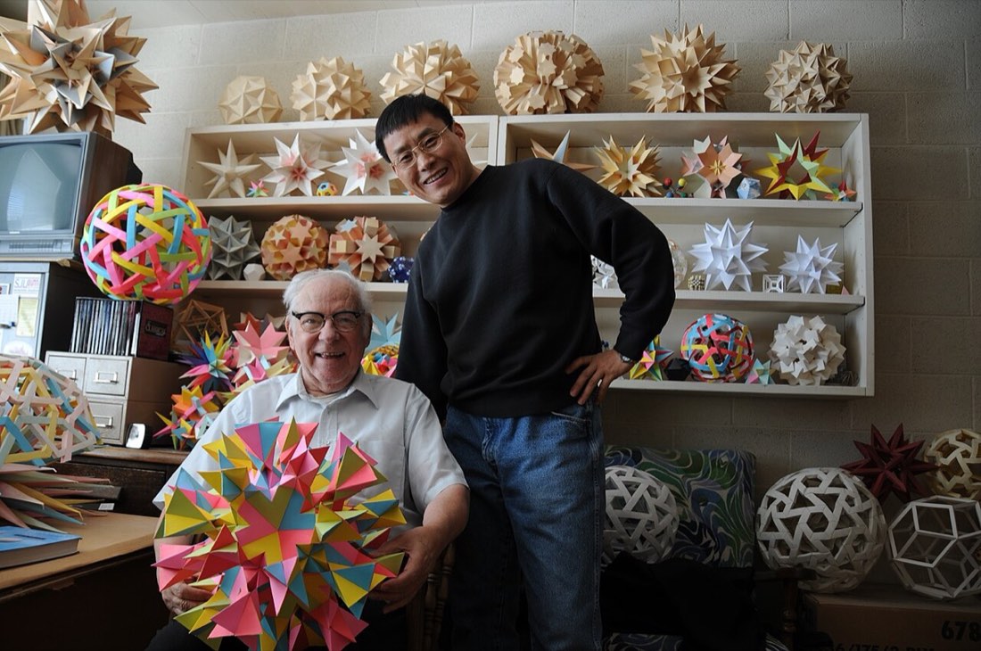 Magnus Wenninger with his polyhedral models