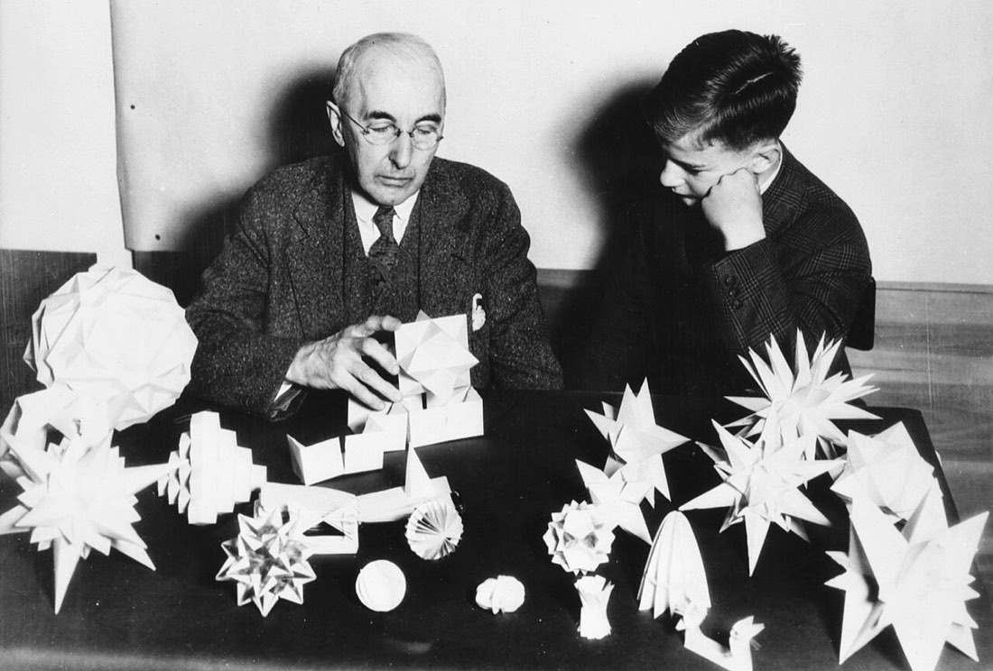 A. Harry Wheeler with his polyhedron models